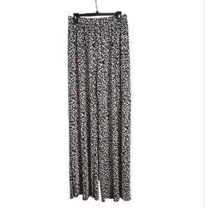 Boohoo Leopard Print Wide-Leg Satin Pleated Palazzo Pants Ladies Size 12
